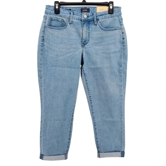 NYDJ Margot Girlfriend Kingston Jeans Light Wash Denim Crop Pants Womens 8P - Picture 1 of 8